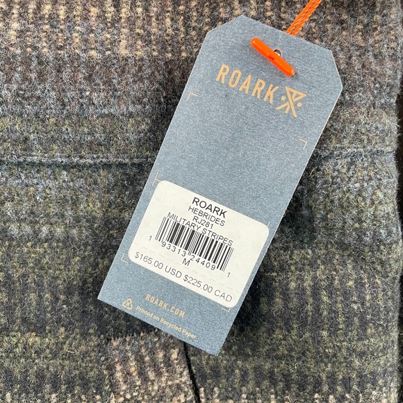 Roark Hebrides Jacket Men Medium Multi Military Striped Wool Blend Snap NWT $165 - Picture 3 of 12